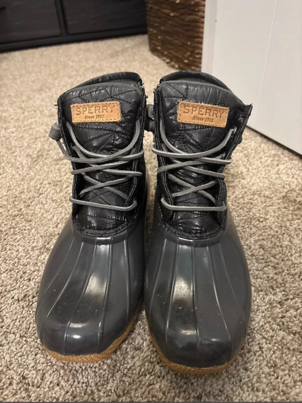 Sperry Women's Gray Quilted Waterproof Duck Boots